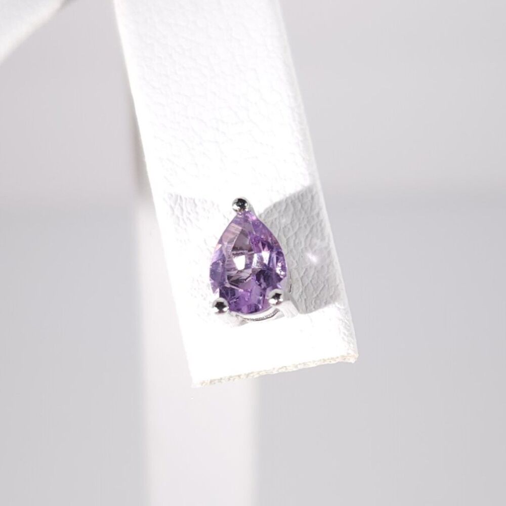 Amethyst Pear 5x7 Post Earrings Sterling Silver